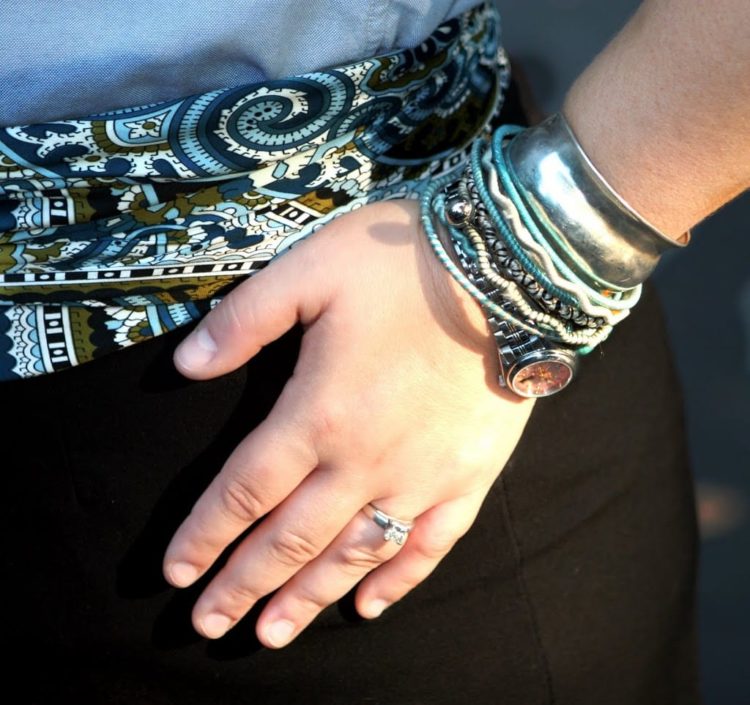 My Wardrobe Today - Wednesday Jul 13, 2011 3 A picture of a typical arm party of mixed bracelets and a watch as seen on the wrist of Alison Gary, author of Wardrobe Oxygen, one of the first outfit blogs