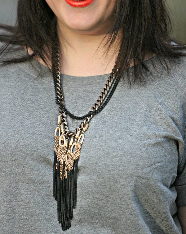 Woman wearing the Stella & Dot Lillith Fringe necklace