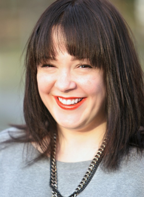 Alison Gary of Wardrobe Oxygen wearing orange lipstick
