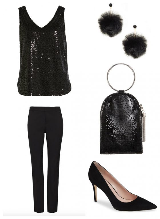 Black cocktail outfit with pants