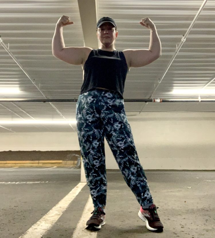 Where I Buy Activewear 1 woman flexing her muscles