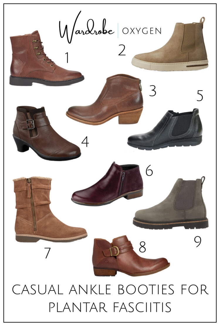stylish casual ankle booties for plantar fasciitis