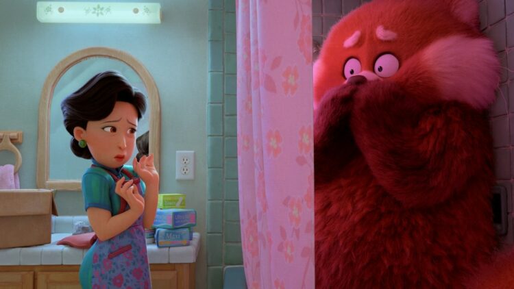 turning red movie bathroom scene