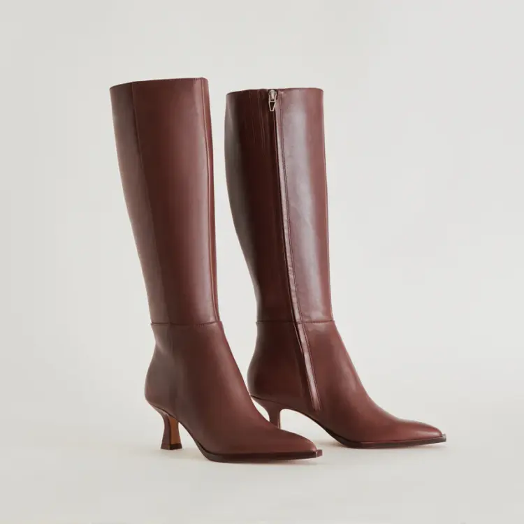 Dolce Vita Auggie Extra Wide Calf Boots Chocolate Leather