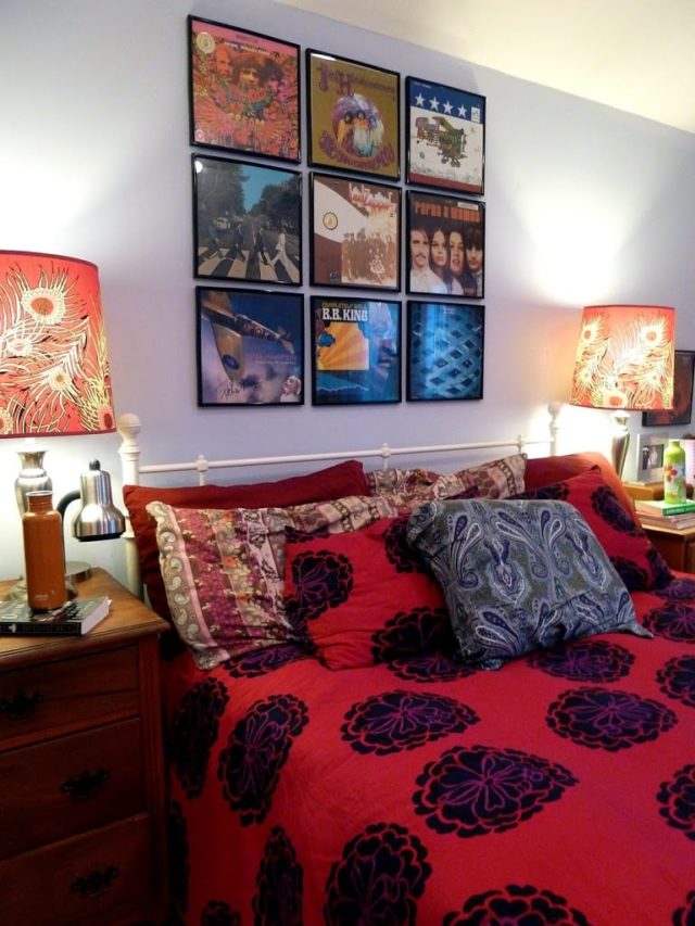 a bed made with colorful printed bedding | A Colorful Journey