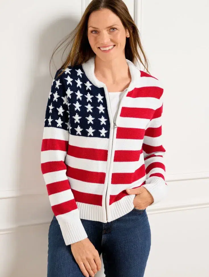 talbots flag sweater jacket