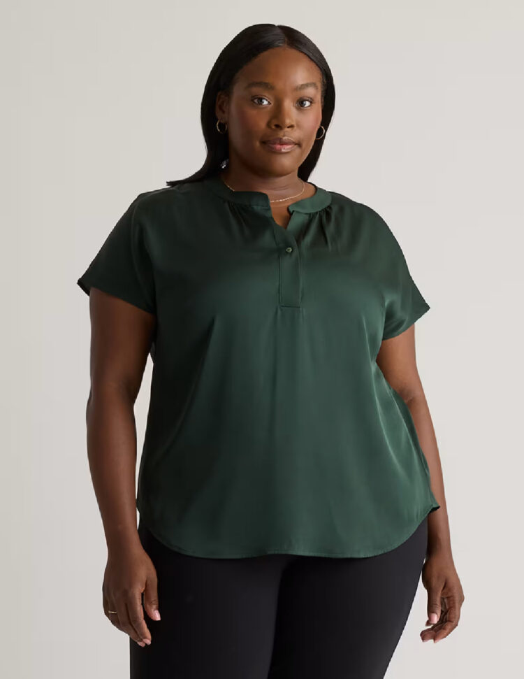Quince Washable Stretch Silk Dolman Sleeve Blouse review