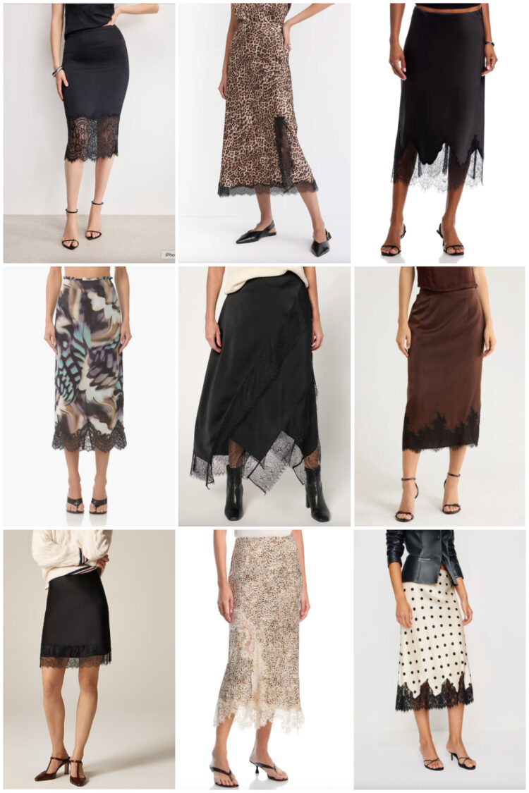 lace trim slip skirts for fall 2025
