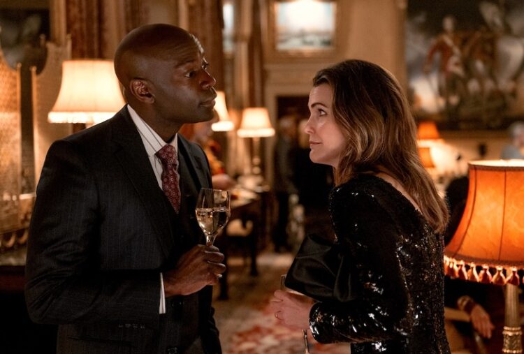 The Diplomat. (L to R) David Gyasi as Austin Dennison, Keri Russell as Kate Wyler in episode 304 of The Diplomat. Cr. Liam Daniel/Netflix © 2025