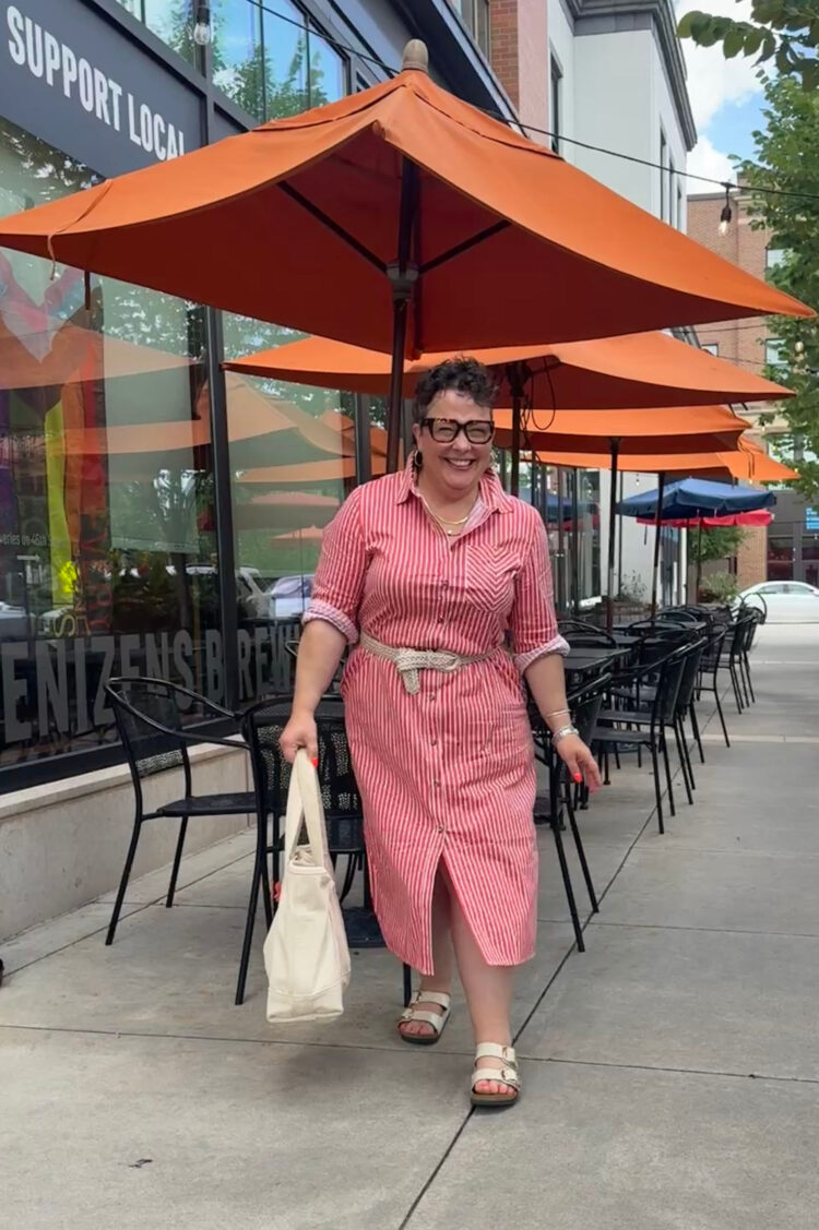 wardrobe oxygen in the universal standard odeon shirtdress