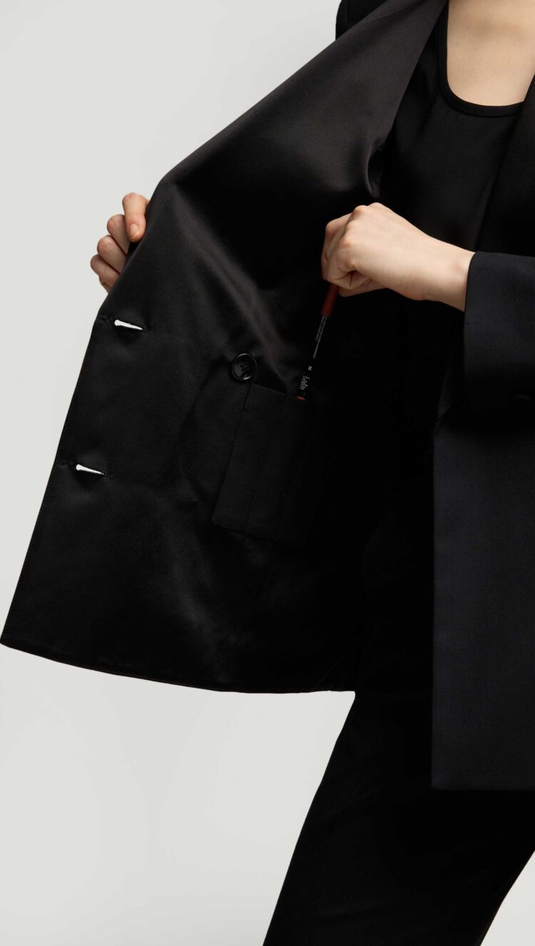 interior of the argent tuxedo jacket