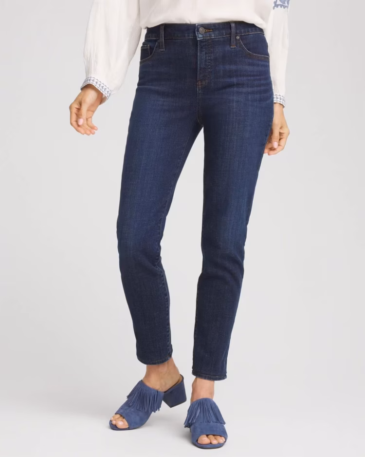 The Most Popular Jeans for Women Over 40 Based on the Wardrobe Oxygen Community 9 Chico's Girlfriend Slim Ankle Jeans