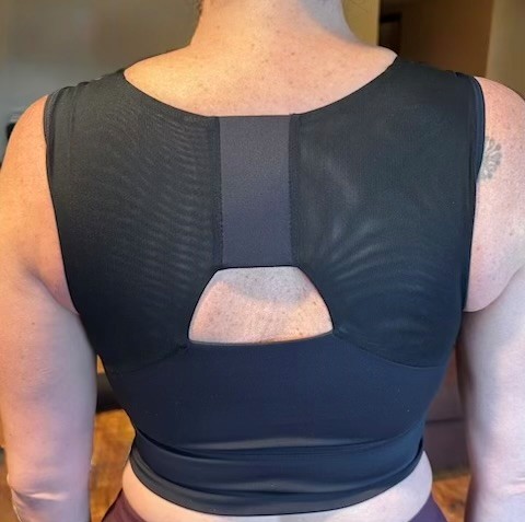 Forme Bra Review back view of the Forme Power+ bra for posture on a woman over 40