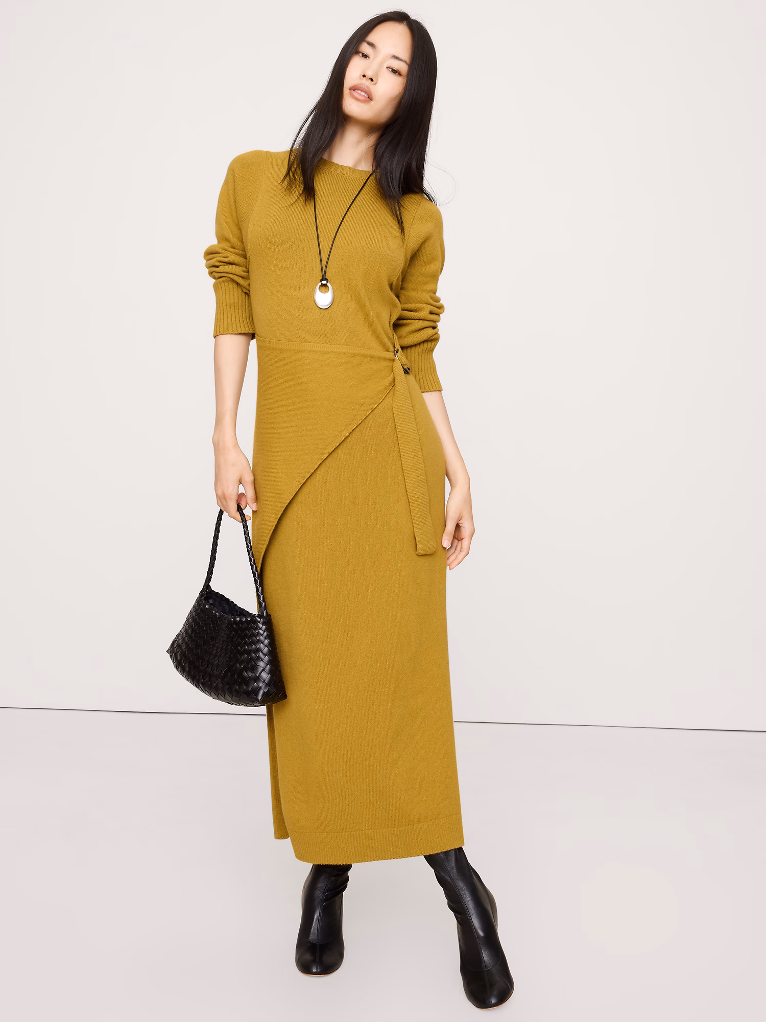 Banana Republic Merino-Cotton Wrap Sweater Dress