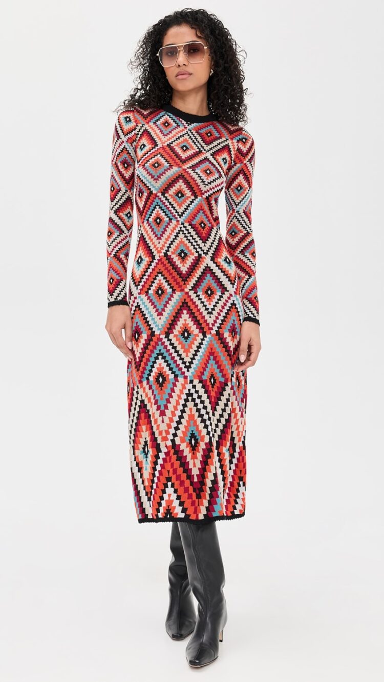 It's Dresses with Boots Season: The Best of the Bunch 4 farmrio multicolor pretti long sleeve knit maxi dress