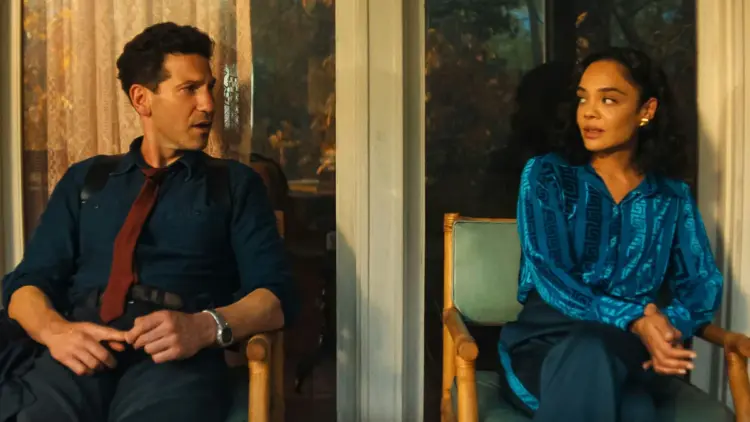 Weekend Reads for January 10 & 11 12 Bernthal and Thompson sitting on a porch in the Netflix series His & Hers