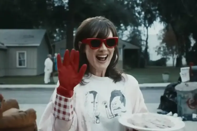 Weekend Reads for January 10 & 11 14 winona ryder in the A$AP Rocky video for Punk Rocky. Ryder is wearing a Beavis and Butthead T-shirt, red sunglasses and red plastic dishwashing gloves and is waving and smiling