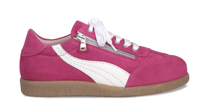 Chic Wide Width Comfort Sneakers for Women for 2026 21 Sole Bliss swirl wide toebox bunion sneaker in fuchsia