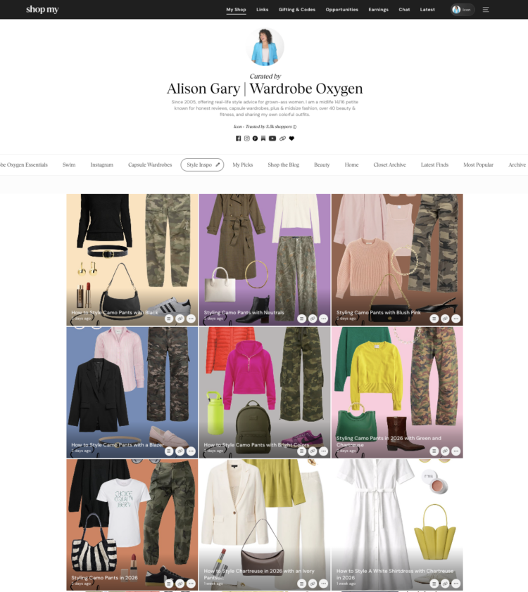 Is ShopMy Worth It? A Full-Time Blogger's Honest Take 5 A screenshot of the Style Inspo tab on Wardrobe Oxygen's ShopMy shop