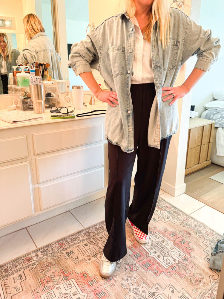 Personal Stylist Experience: One Woman's Honest Closet Edit Story 2 working with a personal stylist and trying on different shoes with items in my closet